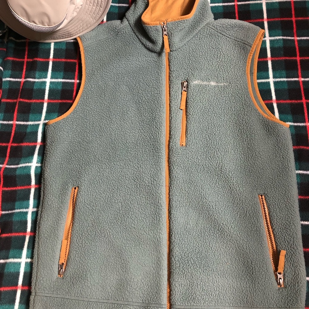 Like New Eddie Bauer Light Teal Fleece Vest for Men (M)